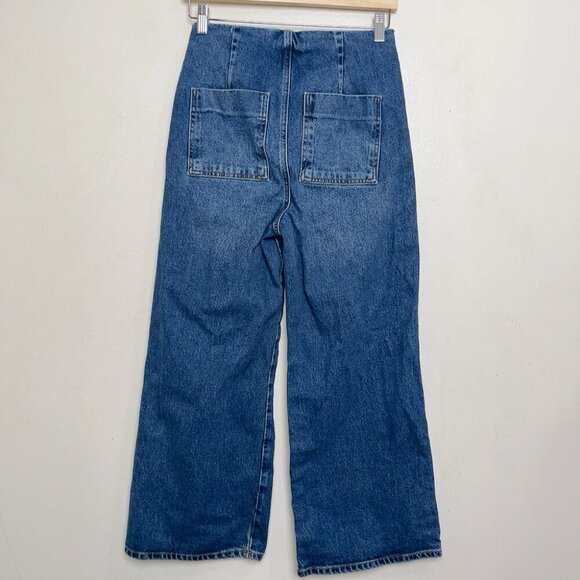 Zara Womens 4 Cropped Wide Leg Button Jeans - Picture 11 of 11